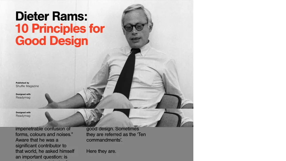 ‘Dieter Rams: Ten Principles For Good Design’ by Shuffle | Readymagのアイキャッチ画像