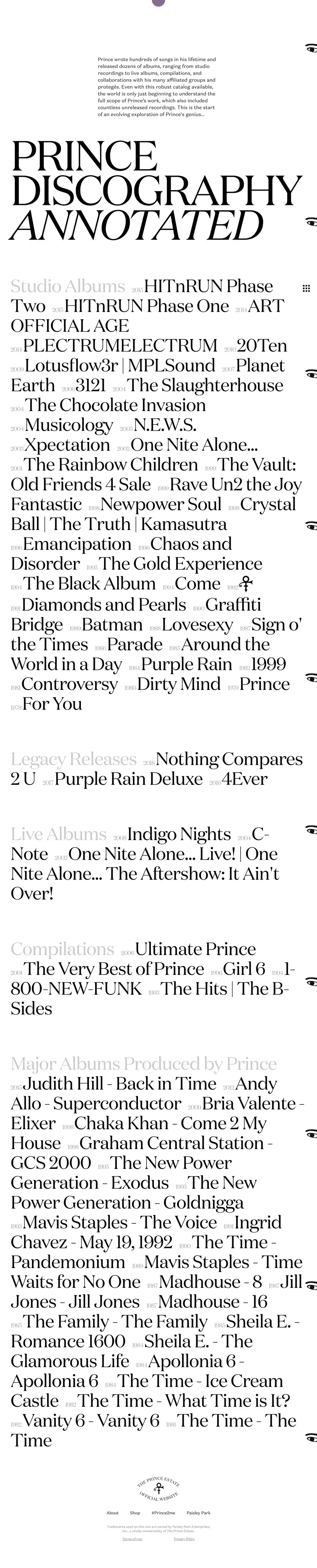 Prince Discography overview image