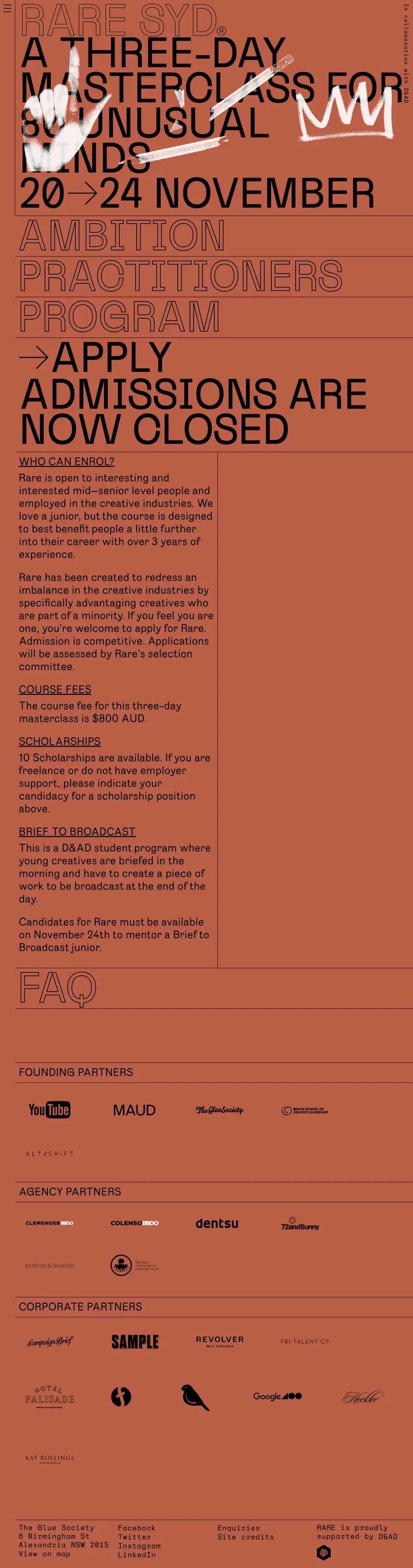 RARE SYD — A four day masterclass for 80 unusual minds overview image