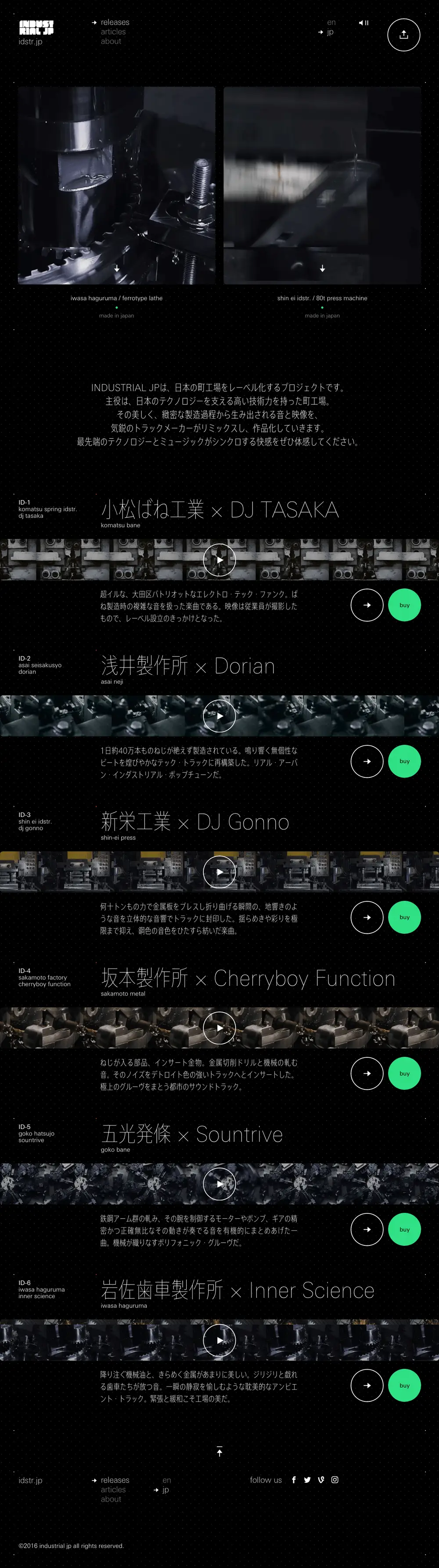 INDUSTRIAL JP / 工場音楽レーベル overview image