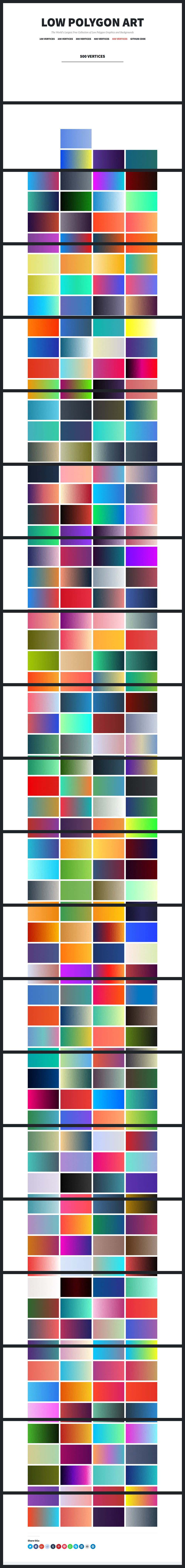 Low Polygon Art のグラデーション一覧の画面